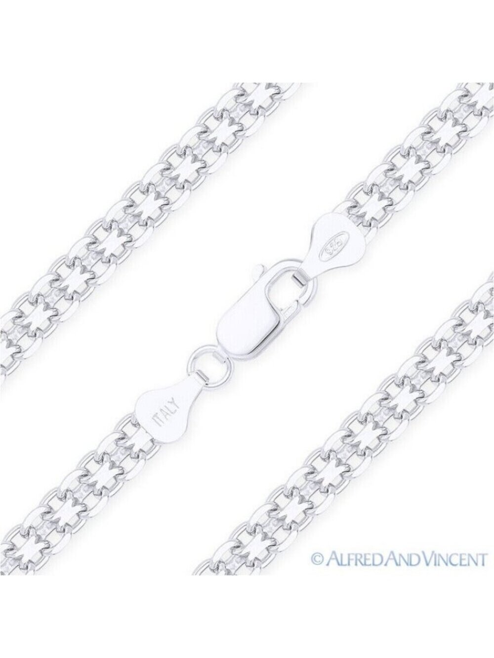 3mm Bismark / Bizmark Link Italian Chain Bracelet in .925 Sterling Silver - 7"